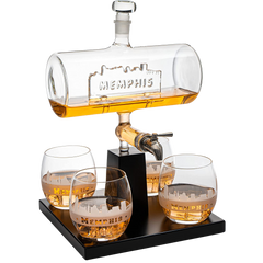 Memphis City Of Blues Wine Whiskey Decanter Set 1100ML By With 4 Whiskey Glasses Dri-0