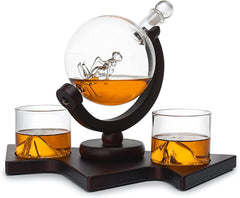 Ski Wine And Whiskey Decanter 850ML With 2 Glacier Mountain Glasses By 14 Long For W-3
