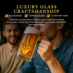 Middle Finger Beer Glass With Handle Tall Drinking Glass For Beer Whiskey Cocktails-3
