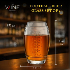 Football Beer Glasses Set Sports Themed Glass Barware Gift For Men Home Entertainmen-1