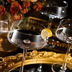 Luxury Martini Glass Set Of 4 10OZ Crystal Luxury Martini With Silver Spoon Premium Hand Blown Class-3