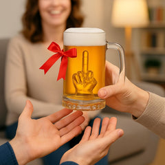 Middle Finger Beer Glass With Handle Tall Drinking Glass For Beer Whiskey Cocktails-1