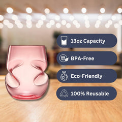 Unbreakable Aerating Stemless Wine Glasses Set Of 4 13 Oz Colored Glass-4