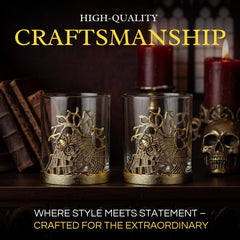 Golden Spider Whiskey Glasses Set Of 2 Gothic Lowball Tumblers With Metal Web Design And Borosilicat-4