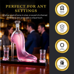 Heel Stiletto High Heels Whiskey And Wine Decanter With Heel Glasses Wood Base Elegant With Stopper-3