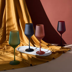 Frosted Colored Crystal Wine Glass Set Of 4 Italian Style Tall Drinkware-4