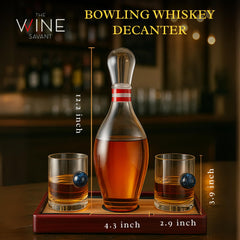 Bowling Decanter Sports Themed Whiskey Gift Set Glass Liquor Display Drinkware Bar A-1
