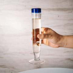 Hand Blown Cobalt Blue Rim Champagne Flutes Set Of 4 By Luxury Mexican Glassware Thi-2