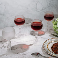 Cloud Elegant Crystal Wine Water Glasses Hand Blown Premium Sand Blasted Glasses Stemmed Red White W-3