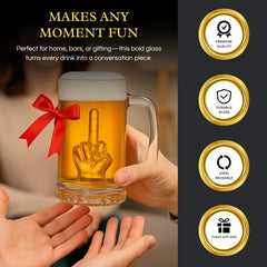 Middle Finger Beer Glass With Handle Tall Drinking Glass For Beer Whiskey Cocktails-4