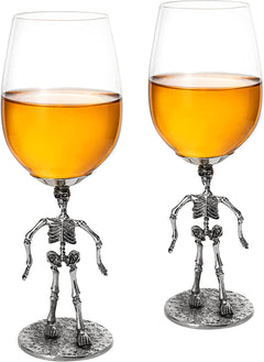 Stemmed Skeleton Wine Glass Set Of 2 By 12OZ Skeleton Glasses 10 H Goth Gifts Skelet