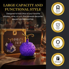 Fruit Whiskey Wine Decanter 34 Oz Anime Pirate Devil Colored Barware Anime Merch Purple Gold Fruit O-3