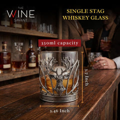 Stag Whiskey Glass, 11.8oz Deer Head Pewter Alloy Sleeve Tumbler-2
