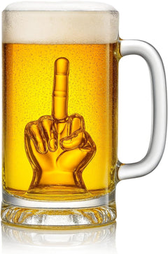 Middle Finger Beer Glass With Handle Tall Drinking Glass For Beer Whiskey Cocktails-0
