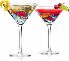 Hand Painted Stained Glass Martini Glasses Premium Barware Gift-0