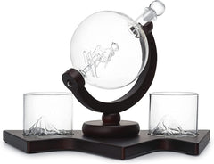 Ski Wine And Whiskey Decanter 850ML With 2 Glacier Mountain Glasses By 14 Long For W-4