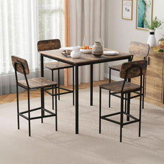 Counter Height Industrial Dining Table Set 36x36 Bar Stools-1