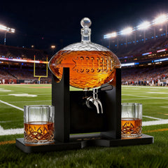 Football Decanter With 2 Whiskey Wine Glasses For Office Home Or Party Gift For Husband Fathers Day-1