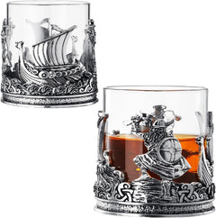Viking Mythological Pewter Whiskey Wine Beer Water Drinking Glass 12OZ Single Water Rum Brandy Scotc-0