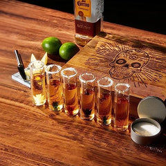 Tequila Shot Glass Salt Gift Set For Men Women Six Agave Shot Glasses Knife For Limes One Skull Coas-2
