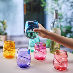 Unbreakable Aerating Stemless Wine Glasses Set Of 6 13 Oz Colored Glass-4