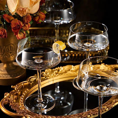 Luxury Martini Glass Set Of 4 10OZ Crystal Luxury Martini With Silver Spoon Premium Hand Blown Class-1
