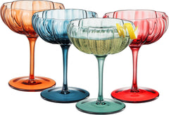 Tonal Flower Champagne Coupe Cocktail Glassware Set Of 4 Premium Barware Gift-2