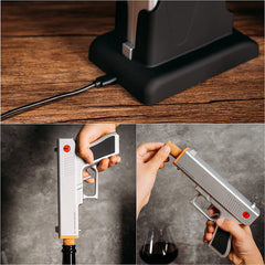 Electric Gun Wine Corkscrew Bottle Opener Rechargeable Holster Base Cordless Battery Automatically O-2