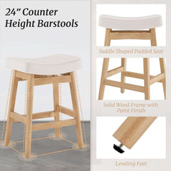 Bar Stools Set Of 3 24 Inch Counter Height Beige Stools-4