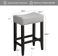 Ergonomic Upholstered Bar Stools Set for Kitchen Island-2