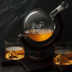 Ski Wine And Whiskey Decanter 850ML With 2 Glacier Mountain Glasses By 14 Long For W-1
