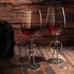 Stemmed Skeleton Wine Glass Set Of 2 By 12OZ Skeleton Glasses 10 H Goth Gifts Skelet-2