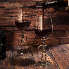 Stemmed Skeleton Wine Glass Set Of 2 By 12OZ Skeleton Glasses 10 H Goth Gifts Skelet-1