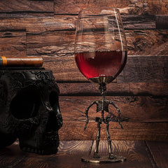 Stemmed Skeleton Wine Glass Set Of 2 By 12OZ Skeleton Glasses 10 H Goth Gifts Skelet-3