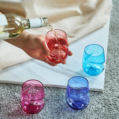 Unbreakable Aerating Stemless Wine Glasses Set Of 4 13 Oz Colored Glass-1