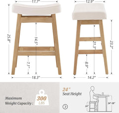 Bar Stools Set Of 3 24 Inch Counter Height Beige Stools-1