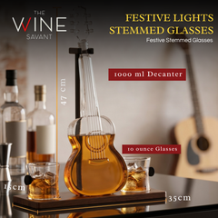 Guitar Whiskey Decanter Mahogany Base 1000 Ml Glass Decanter 14 H For Whiskey Scotch-1