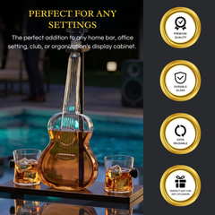 Guitar Whiskey Decanter Mahogany Base 1000 Ml Glass Decanter 14 H For Whiskey Scotch-3