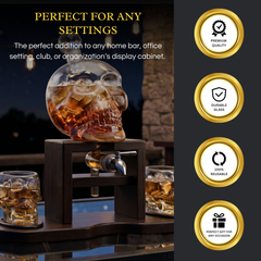 Skull Whiskey 750ML Decanter Set Premium Barware Gift Elegant Drinkware Collection-3
