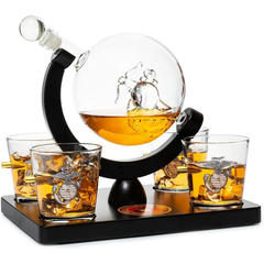 Marine Decanter Set With Four 3 Oz Shot Glasses 1000ML Marines Gift Decanter By Mari-0