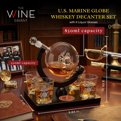Marine Decanter Set With Four 3 Oz Shot Glasses 1000ML Marines Gift Decanter By Mari-1