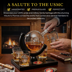 Marine Decanter Set With Four 3 Oz Shot Glasses 1000ML Marines Gift Decanter By Mari-2