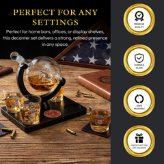 Marine Decanter Set With Four 3 Oz Shot Glasses 1000ML Marines Gift Decanter By Mari-3