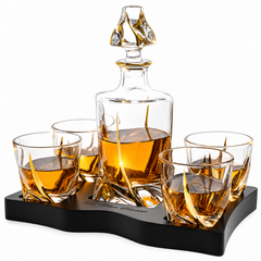 Ember Gilded Japanese Whisky Decanter Set with 4 Tumbler Glasses-0