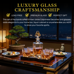 Ember Gilded Japanese Whisky Decanter Set with 4 Tumbler Glasses-2