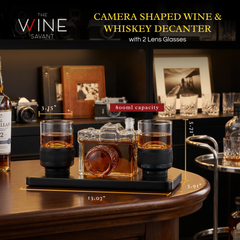 Camera Shaped Wine Whiskey Decanter 4OZ with 2 Glasses-1