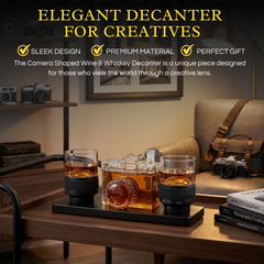 Camera Shaped Wine Whiskey Decanter 4OZ with 2 Glasses-2