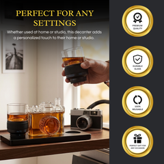 Camera Shaped Wine Whiskey Decanter 4OZ with 2 Glasses-3