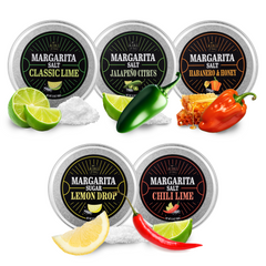 5 Pack Premium Margarita Cocktail Flavored Salt Rimmer Variety Set 3 5OZ Chili Lime Lemon Drop Sugar-0