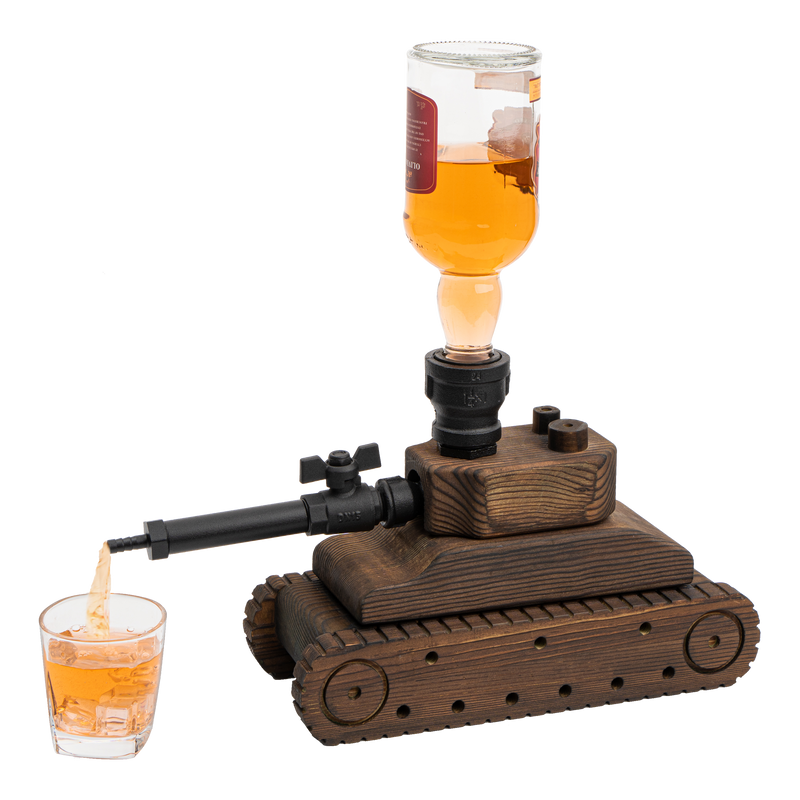 Tank Liquor Dispenser By Mahogany Wood Whiskey Decanter Gifts For Him Fathers Day Ve-0